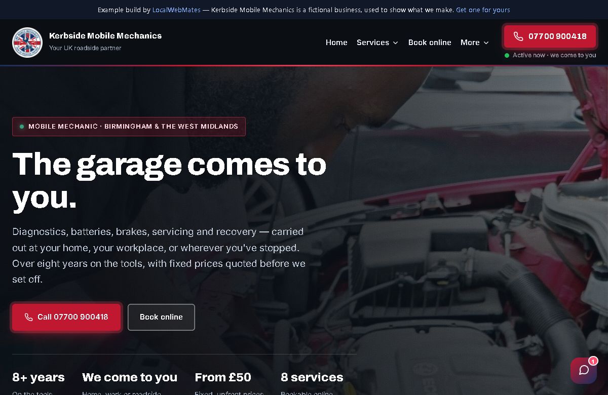 Kerbside Mobile Mechanics — mobile mechanic website